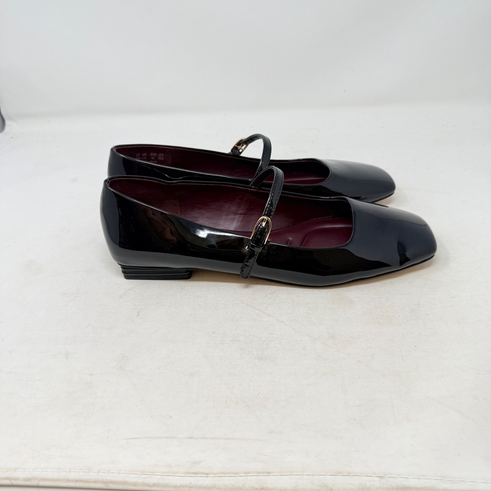 Franco Sarto Mary Jane Flats Black 9M Patent Leather Square Toe Tinsley - Picture 4 of 10